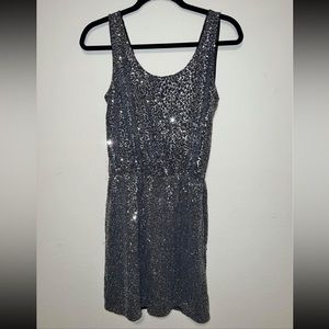 Express Silver and Navy Sequins Dress Size S